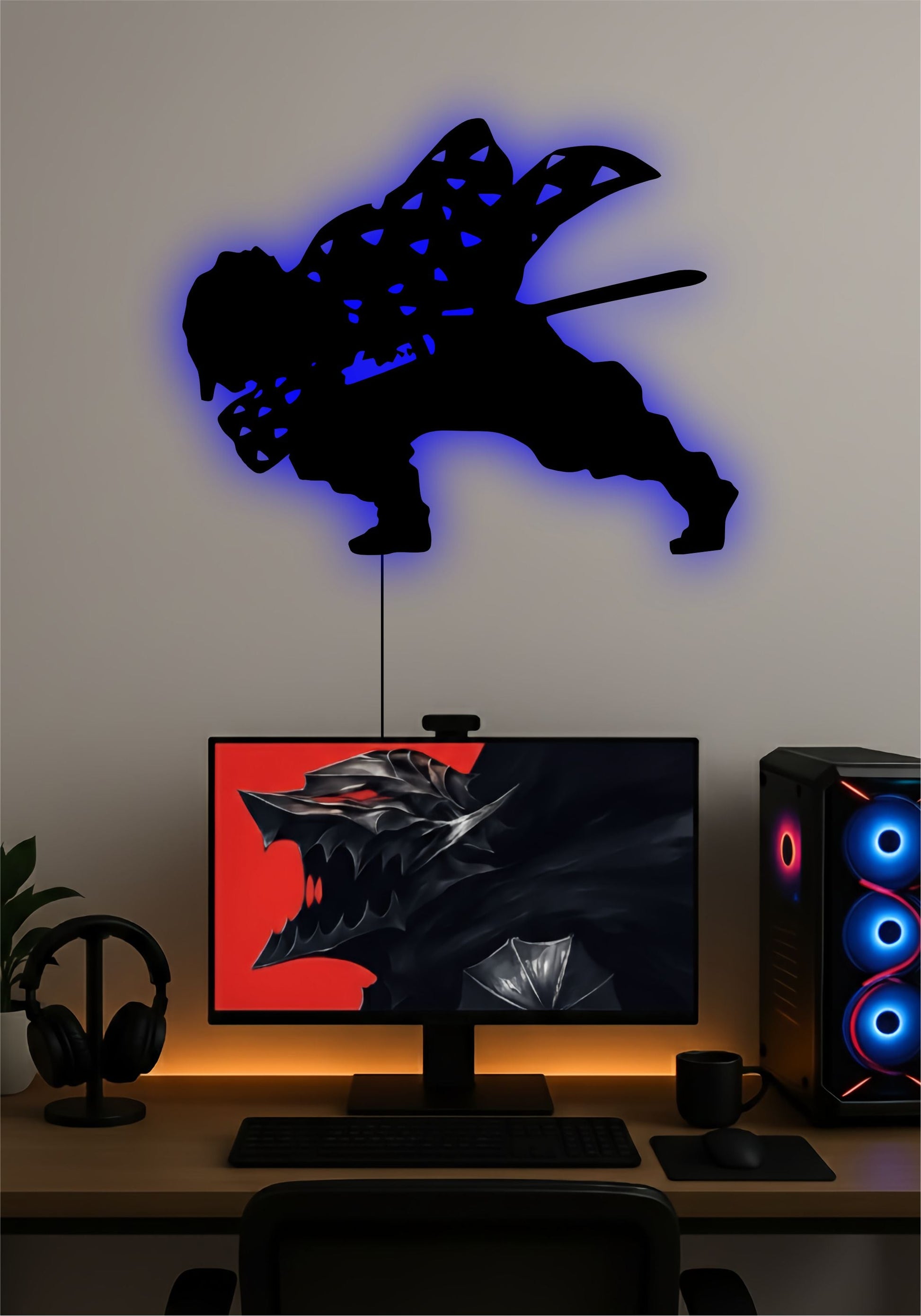Zenitsu LED Wall Art – Demon Slayer Anime Light Sign Pitsstop