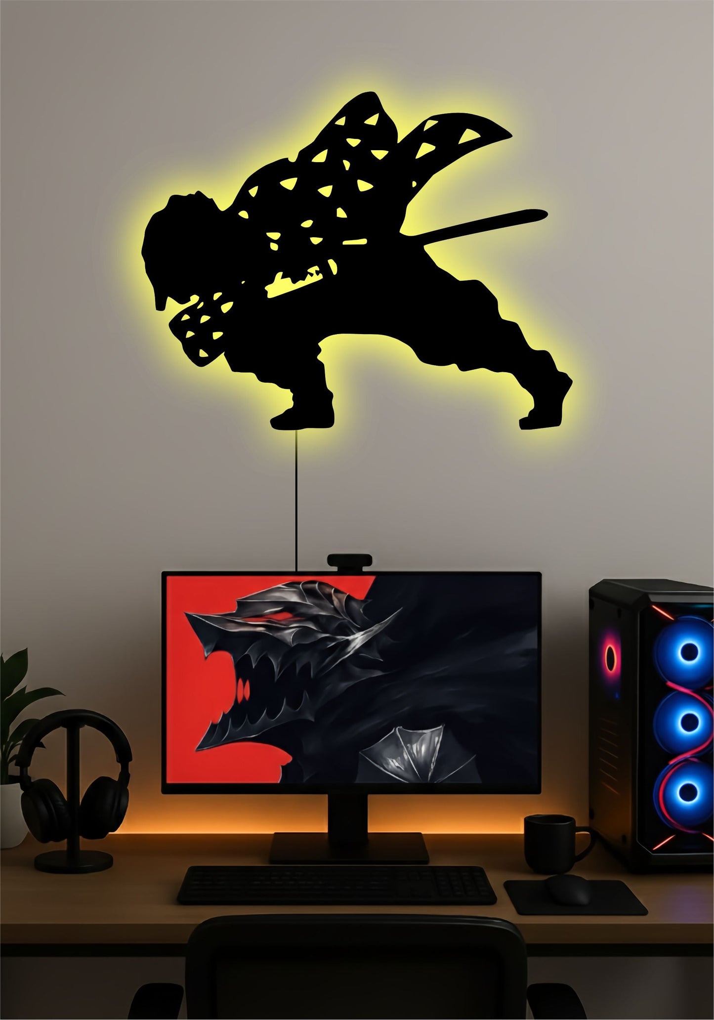 Zenitsu LED Wall Art – Demon Slayer Anime Light Sign Pitsstop