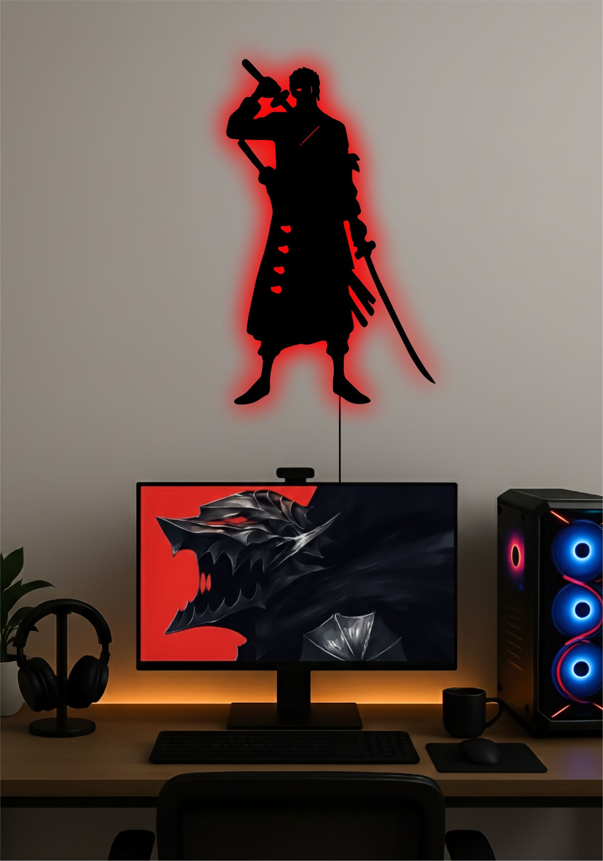 Zoro LED Wall Art – One Piece Anime Light Sign Pitsstop