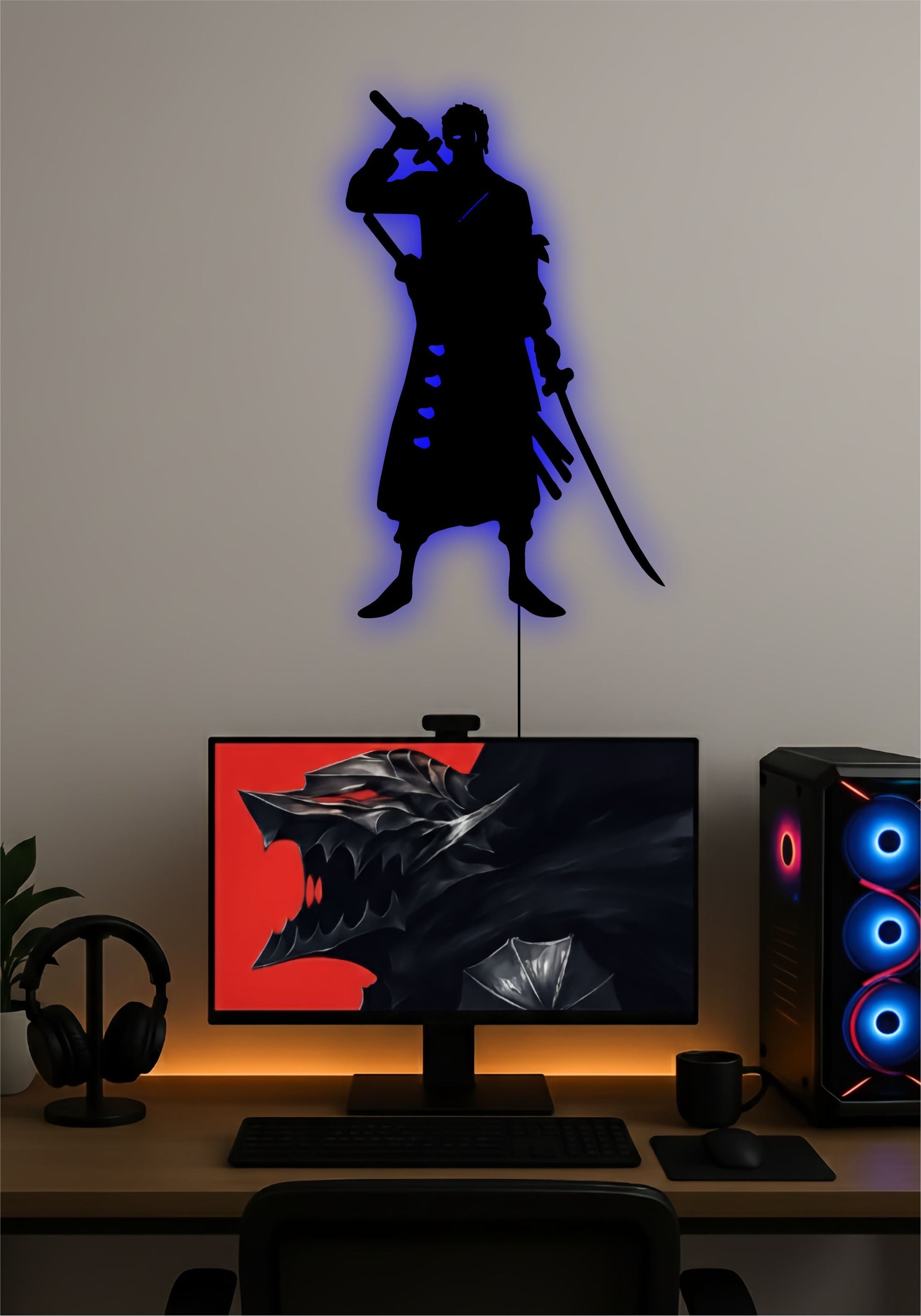 Zoro LED Wall Art – One Piece Anime Light Sign Pitsstop