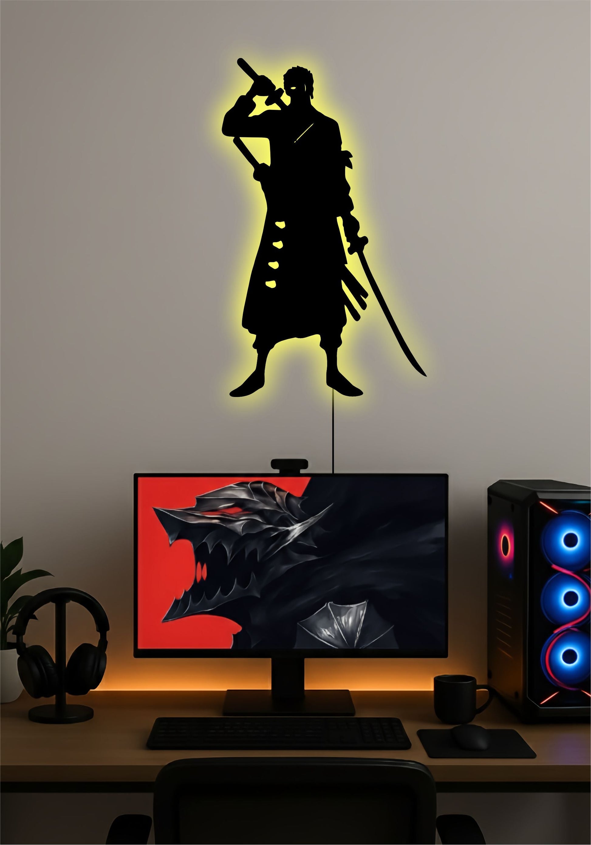 Zoro LED Wall Art – One Piece Anime Light Sign Pitsstop