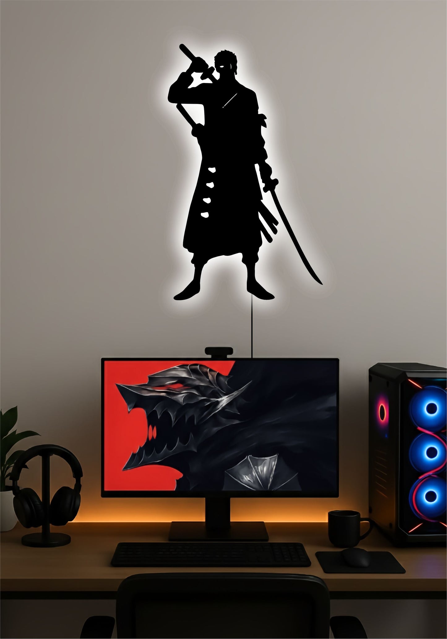 Zoro LED Wall Art – One Piece Anime Light Sign Pitsstop