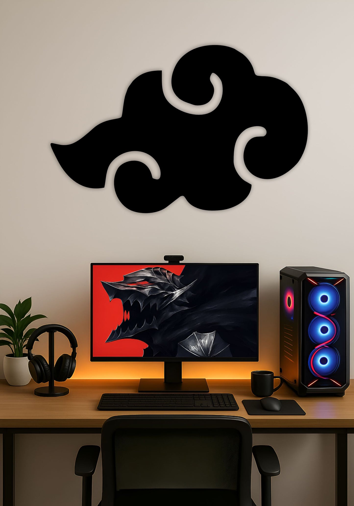 Akatsuki Red Cloud LED Wall Art – Premium Anime LED Sign for Decor PITSSTOP