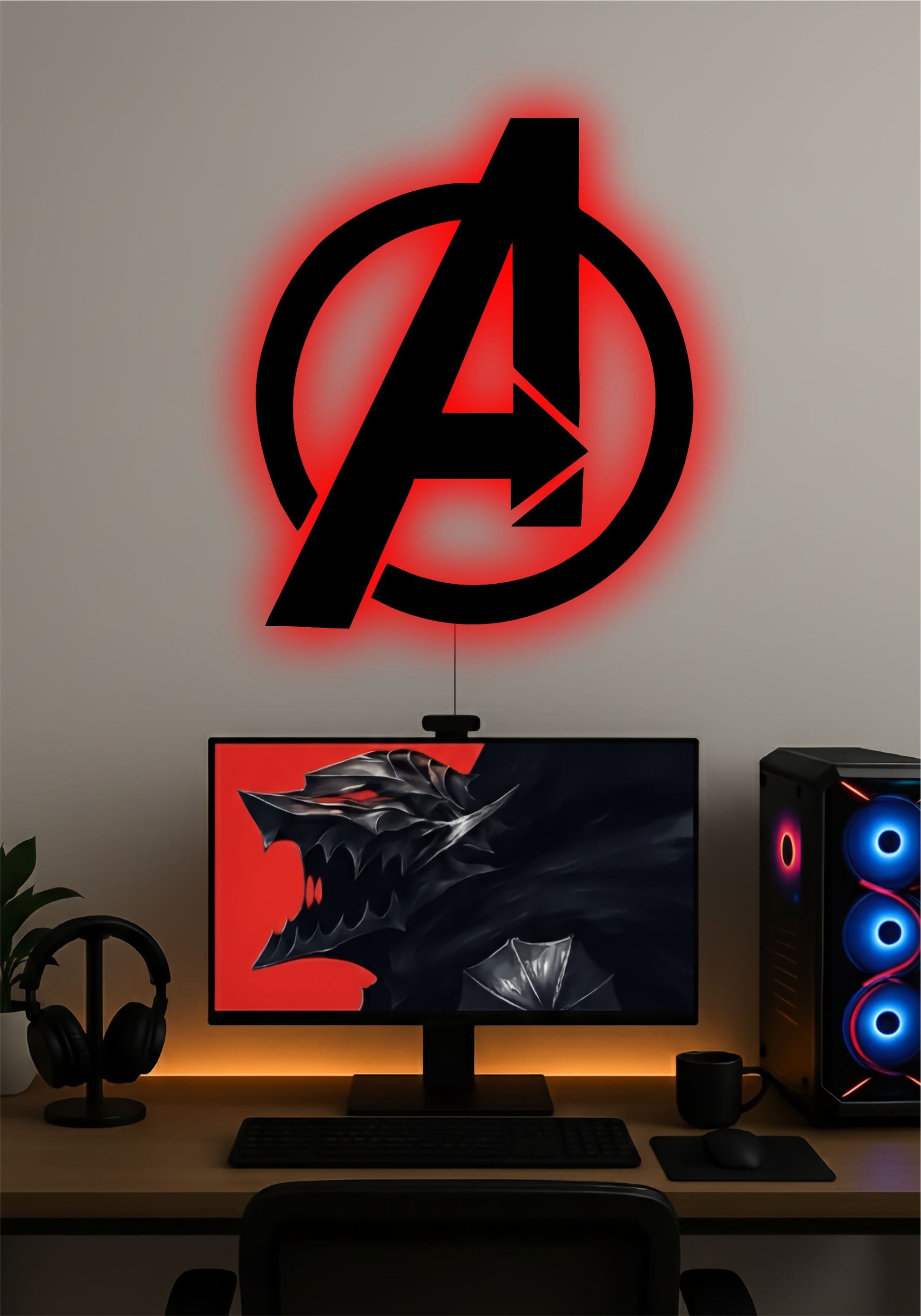 Marvel Avengers Tower LED Wall Art – LED Light for Bedroom & Office PITSSTOP