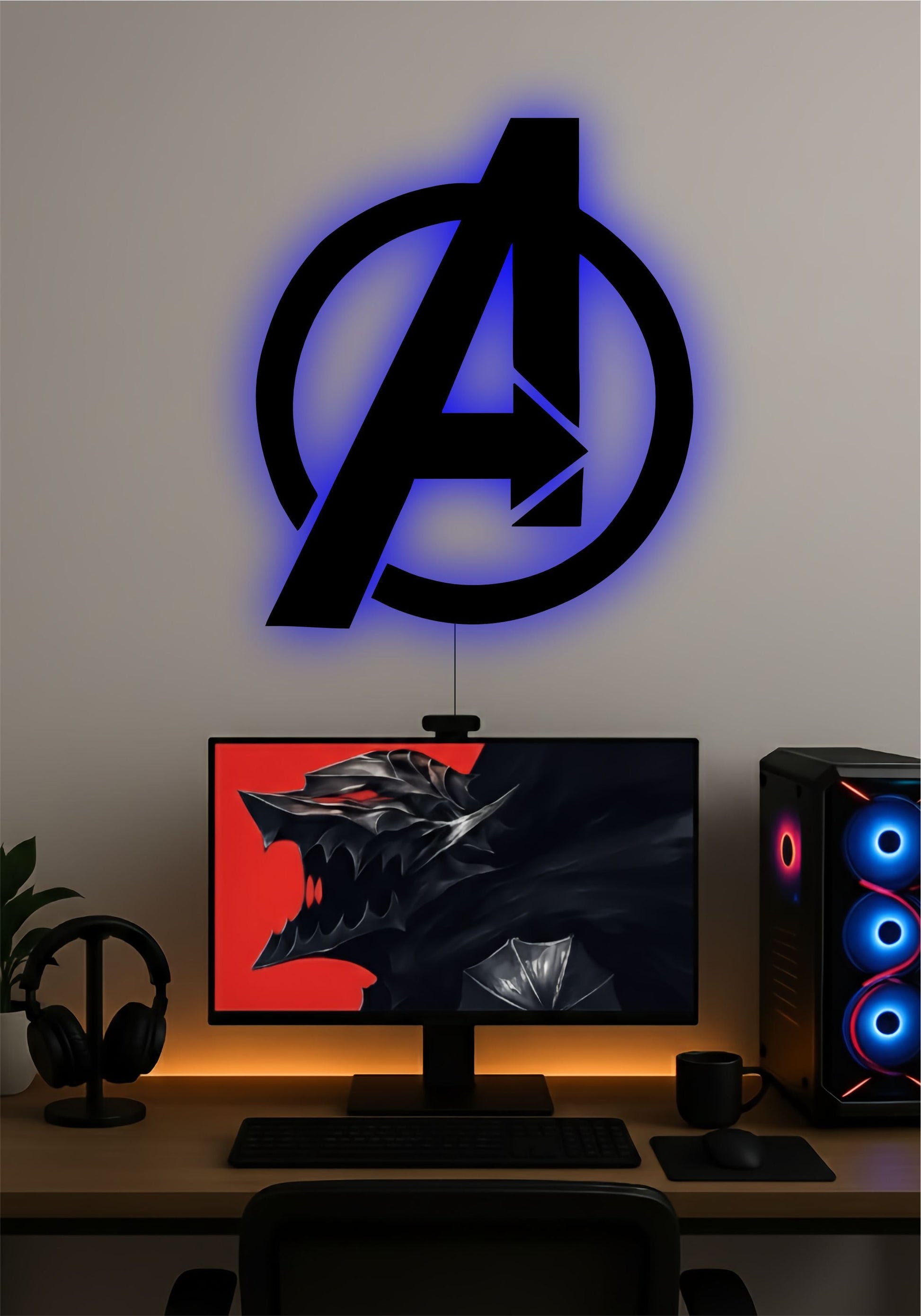 Marvel Avengers Tower LED Wall Art – LED Light for Bedroom & Office PITSSTOP