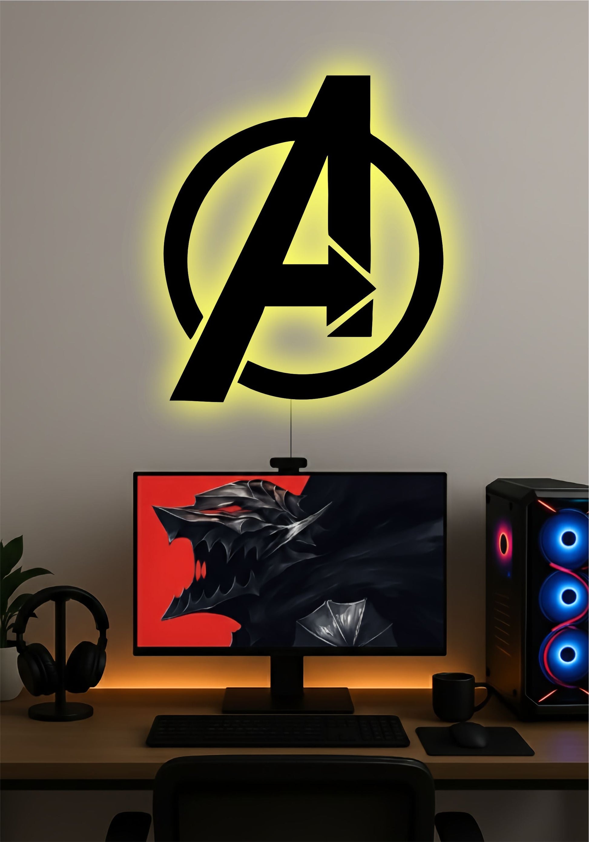 Marvel Avengers Tower LED Wall Art – LED Light for Bedroom & Office PITSSTOP