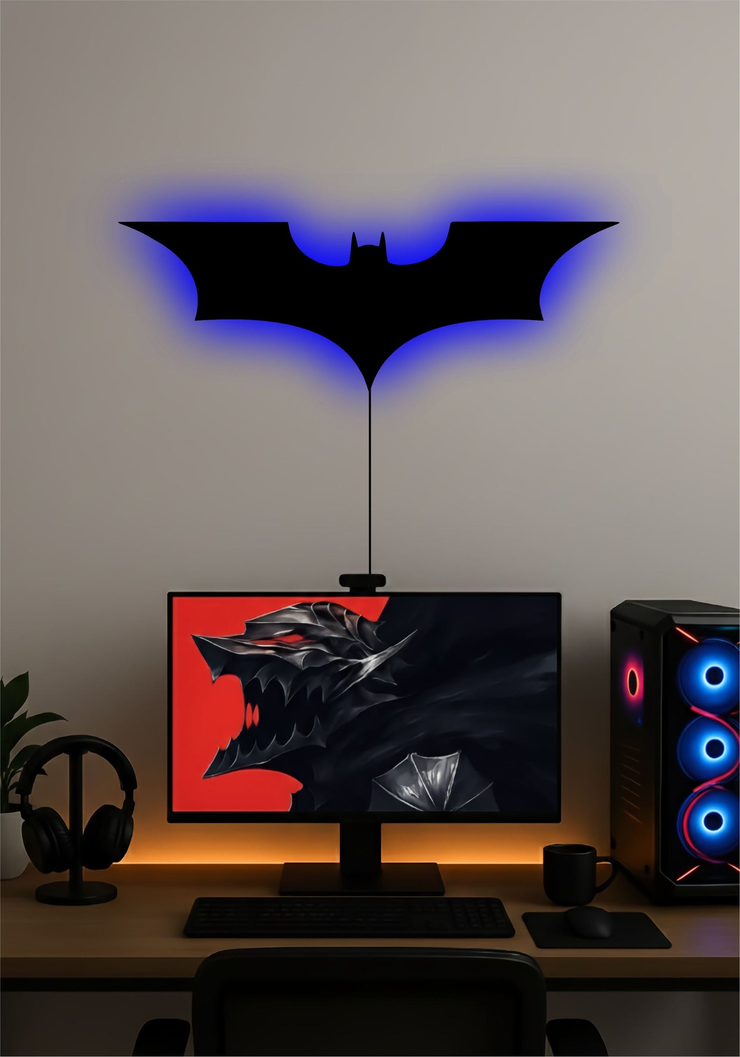 2008 Batman Logo LED Wall Art – DC Comics Superhero LED Light for Room & Gaming Setup Pitsstop