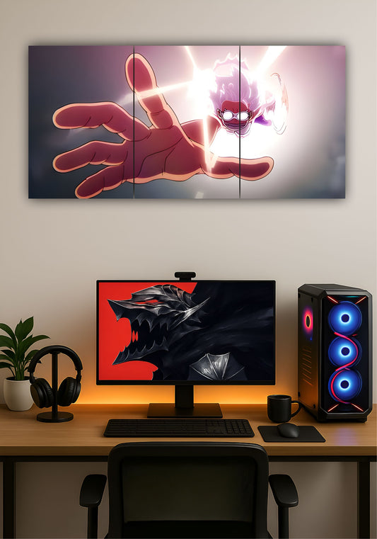 Gear 5 Luffy Split Design Poster – One Piece Anime Wall Art for Room & Home Decor PITSSTOP