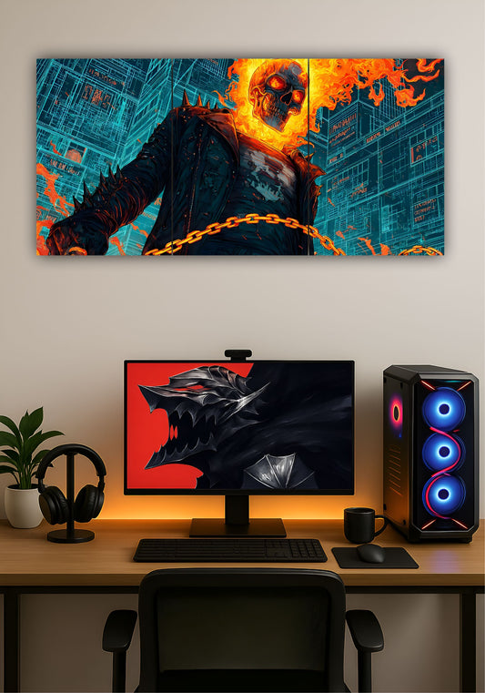 Ghost Rider Split Design Poster – Marvel Superhero Wall Art for Home & Office PITSSTOP