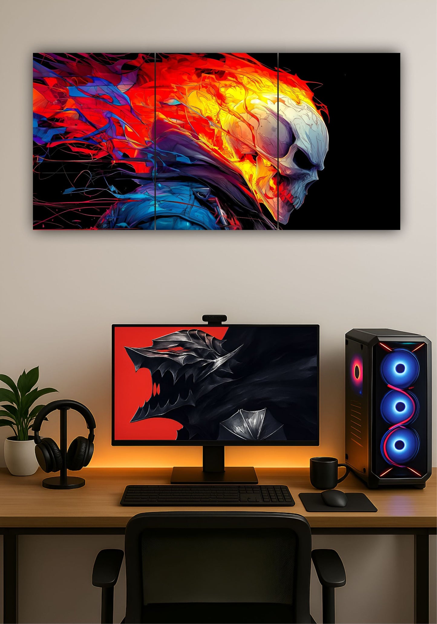 Ghost Rider Split Design Poster – Marvel Superhero Wall Art for Home & Office PITSSTOP