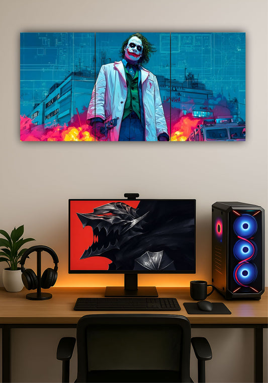 Joker Hospital Blast Scene Split Design Poster – DC Supervillain Wall Art PITSSTOP