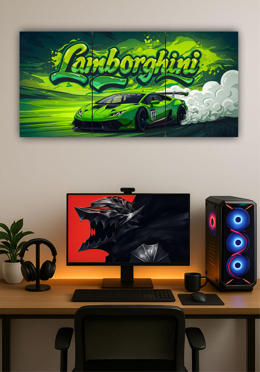 Lamborghini Huracán Split Design Poster – Luxury Sports Car Wall Art for Home & Garage PITSSTOP