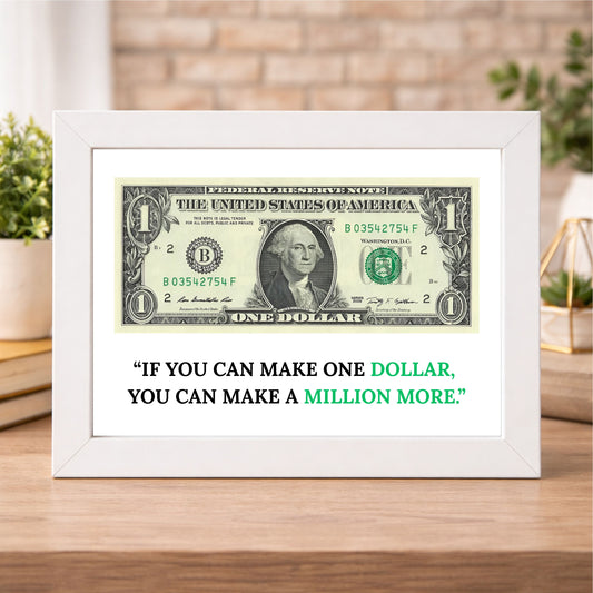 1 US Dollar White Frame Business Motivation Quote Wall Art