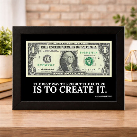 1 US Dollar in Frame Picture Money Quote Gift by Abraham Lincoln