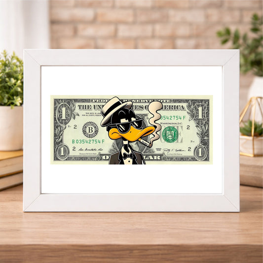 Daffy Duck White Frame Dollar Wall Art