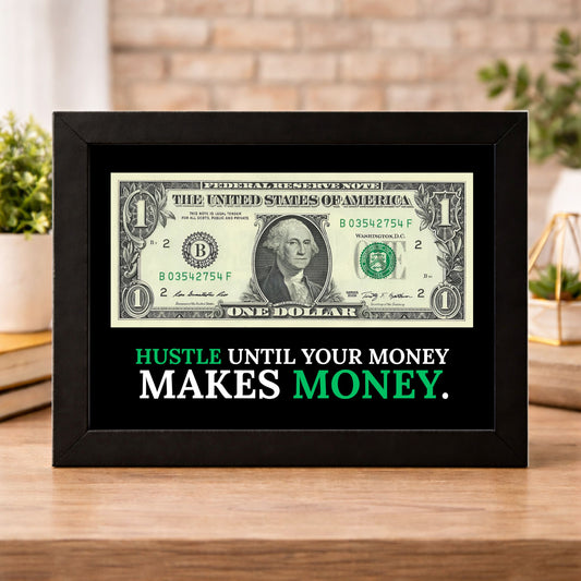 US Dollar Black Frame Trading Quote Wall Art for Office Decor