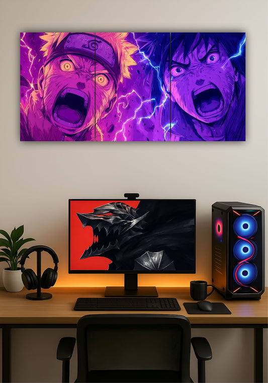 Naruto vs Sasuke Split Design Poster – Naruto Anime Wall Art for Room & Home Decor PITSSTOP